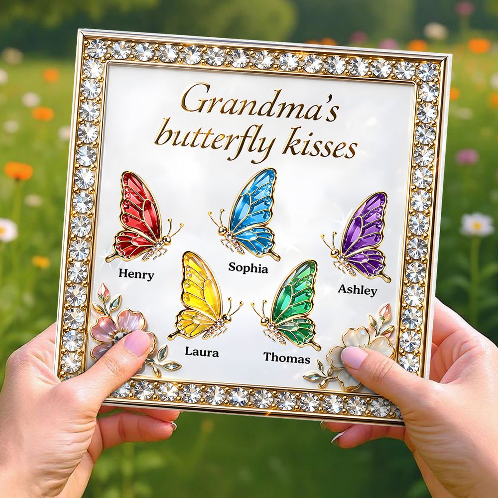Grandma's Butterfly Kisses - Personalized Acrylic Block Plaque