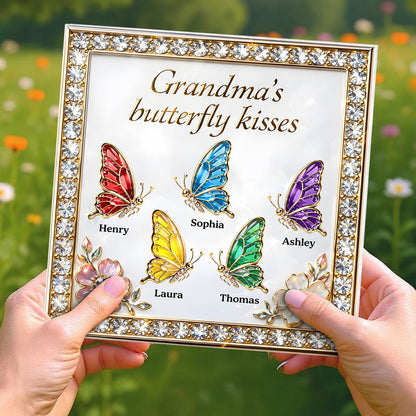 Grandma's Butterfly Kisses - Personalized Acrylic Block Plaque