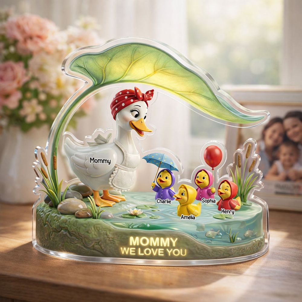 “Mother Duck & Little Ducks” Personalized Acrylic Plaque - Custom Gift for Mom