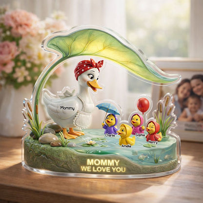 “Mother Duck & Little Ducks” Personalized Acrylic Plaque - Custom Gift for Mom