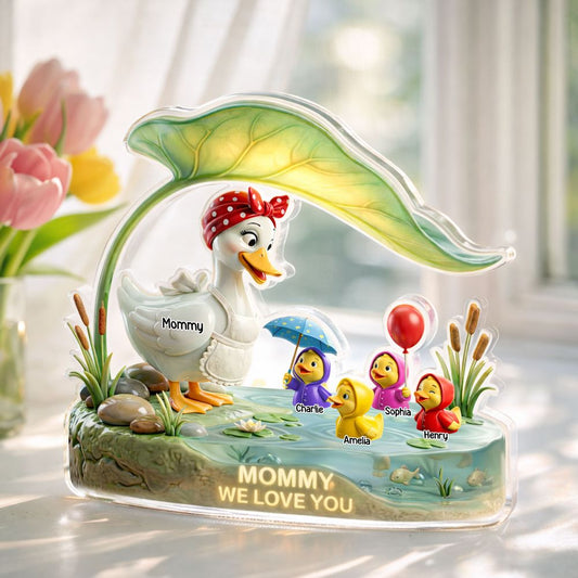 “Mother Duck & Little Ducks” Personalized Acrylic Plaque - Custom Gift for Mom