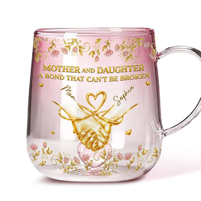 A Bond Between Mom And Daughter - Personalized Custom Pink Gradient Glass Mug