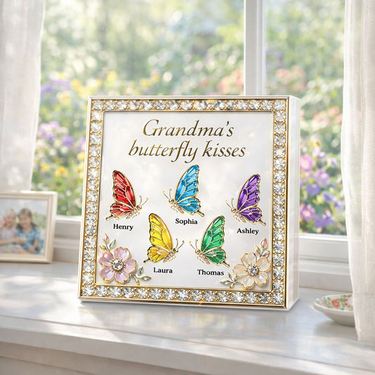 Grandma's Butterfly Kisses - Personalized Acrylic Block Plaque