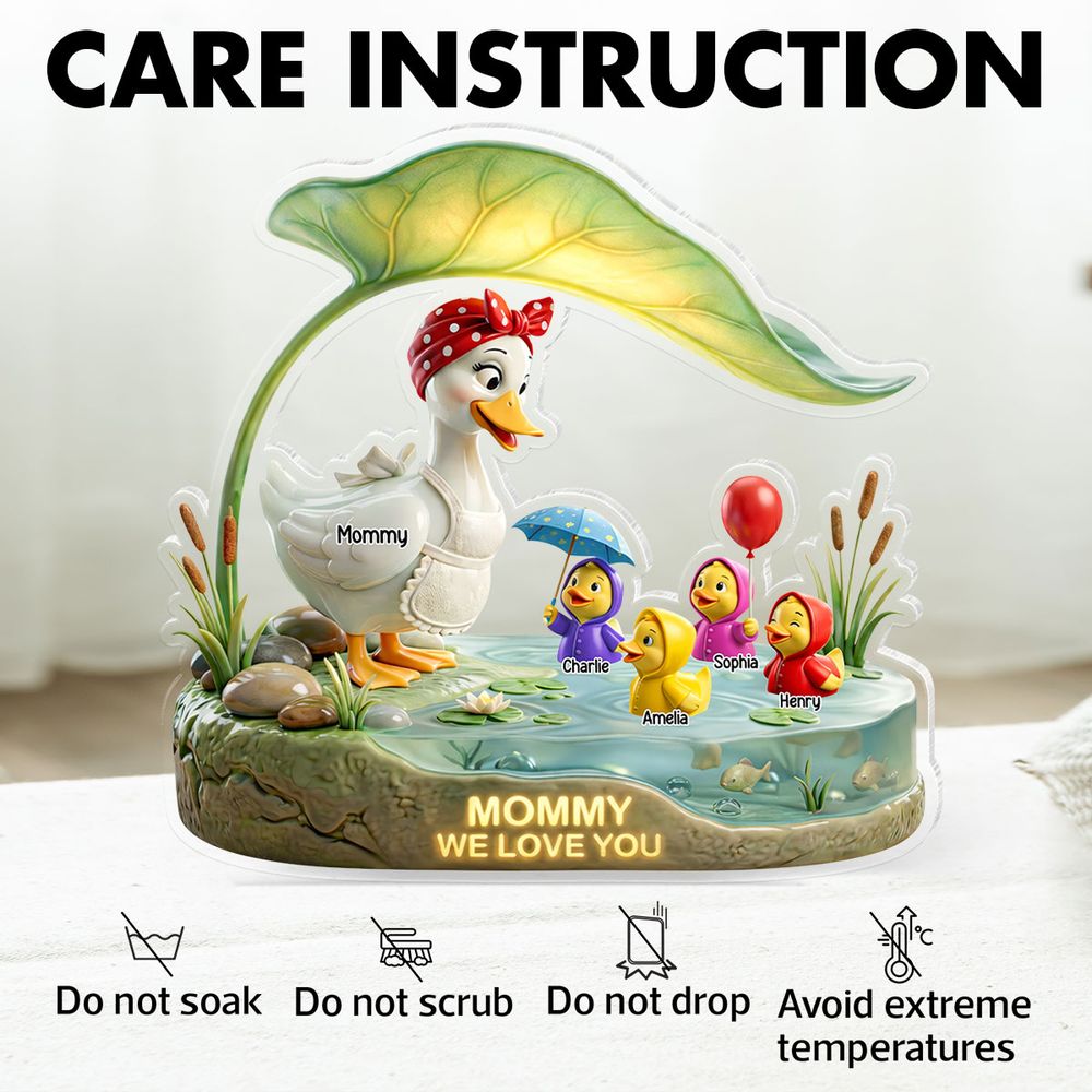 “Mother Duck & Little Ducks” Personalized Acrylic Plaque - Custom Gift for Mom