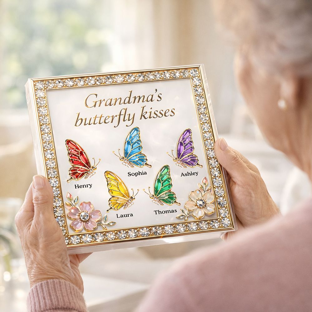 Grandma's Butterfly Kisses - Personalized Acrylic Block Plaque