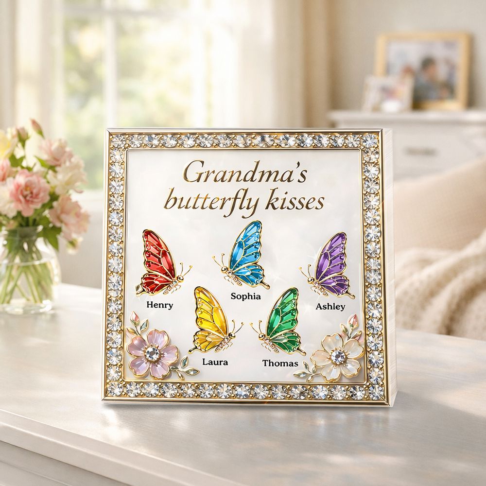 Grandma's Butterfly Kisses - Personalized Acrylic Block Plaque