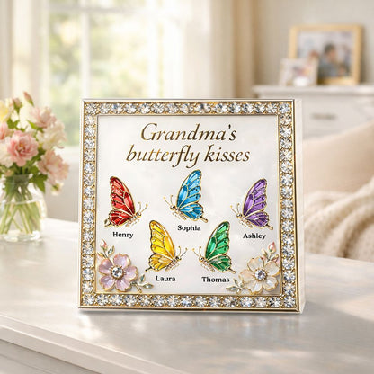 Grandma's Butterfly Kisses - Personalized Acrylic Block Plaque