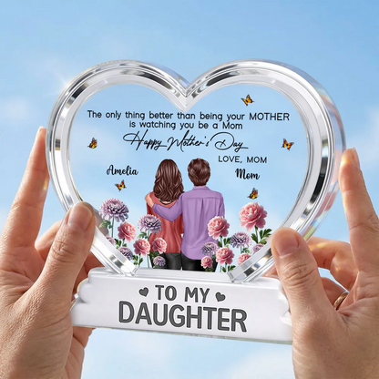 “To My Daughter” Personalized Acrylic Plaque - Birth Flower Mother’s Day Gift