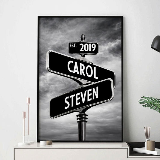 “Couple Street Sign” Personalized Poster / Canvas - Romantic Anniversary Gift for Couple