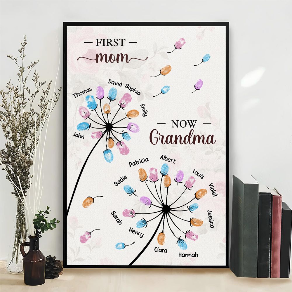Grandma’s Dandelion Flower Poster / Canvas - Personalized Custom Gift from Grandkids