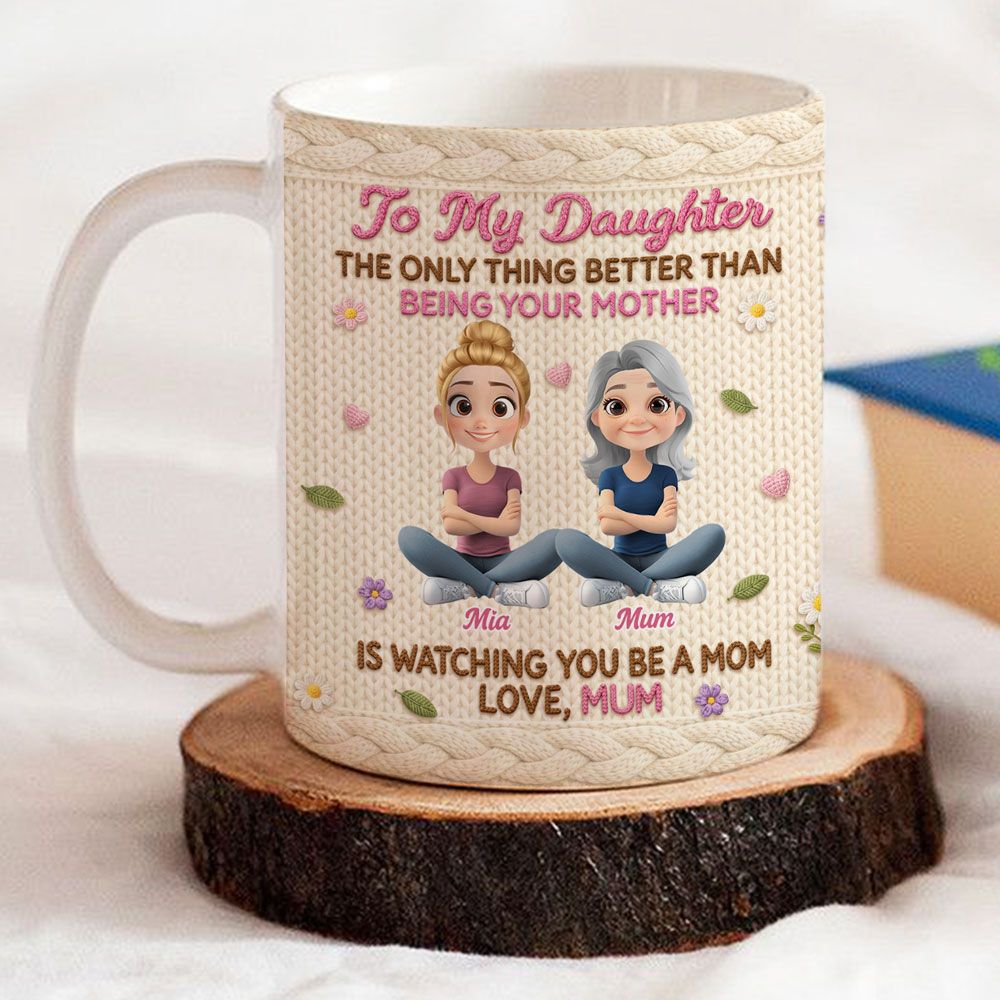 Watching You Be A Mom - Personalized Crochet Style Mug
