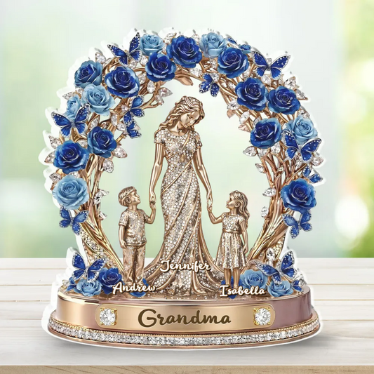 “Love My Kids & Grandkids” - Personalized Acrylic Plaque for Mom & Grandma