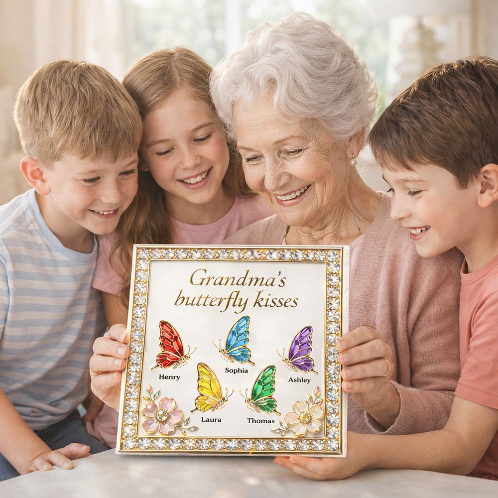Grandma's Butterfly Kisses - Personalized Acrylic Block Plaque