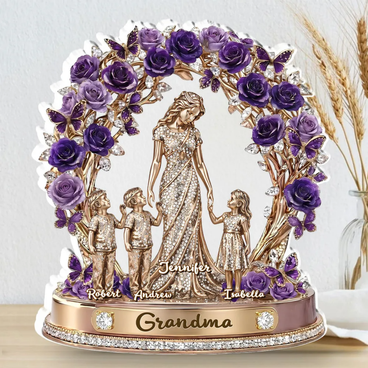 “Love My Kids & Grandkids” - Personalized Acrylic Plaque for Mom & Grandma