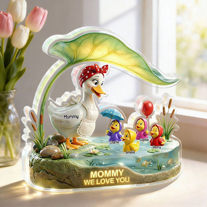 “Mother Duck & Little Ducks” Personalized Acrylic Plaque - Custom Gift for Mom