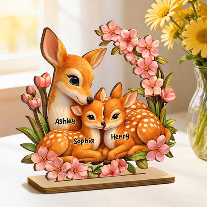 Personalized Deer And Fawn Wooden Plaque - Heartfelt Mother's Day Gift for Mom, Wife