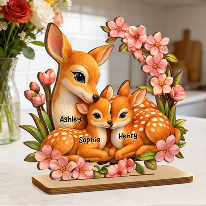 Personalized Deer And Fawn Wooden Plaque - Heartfelt Mother's Day Gift for Mom, Wife