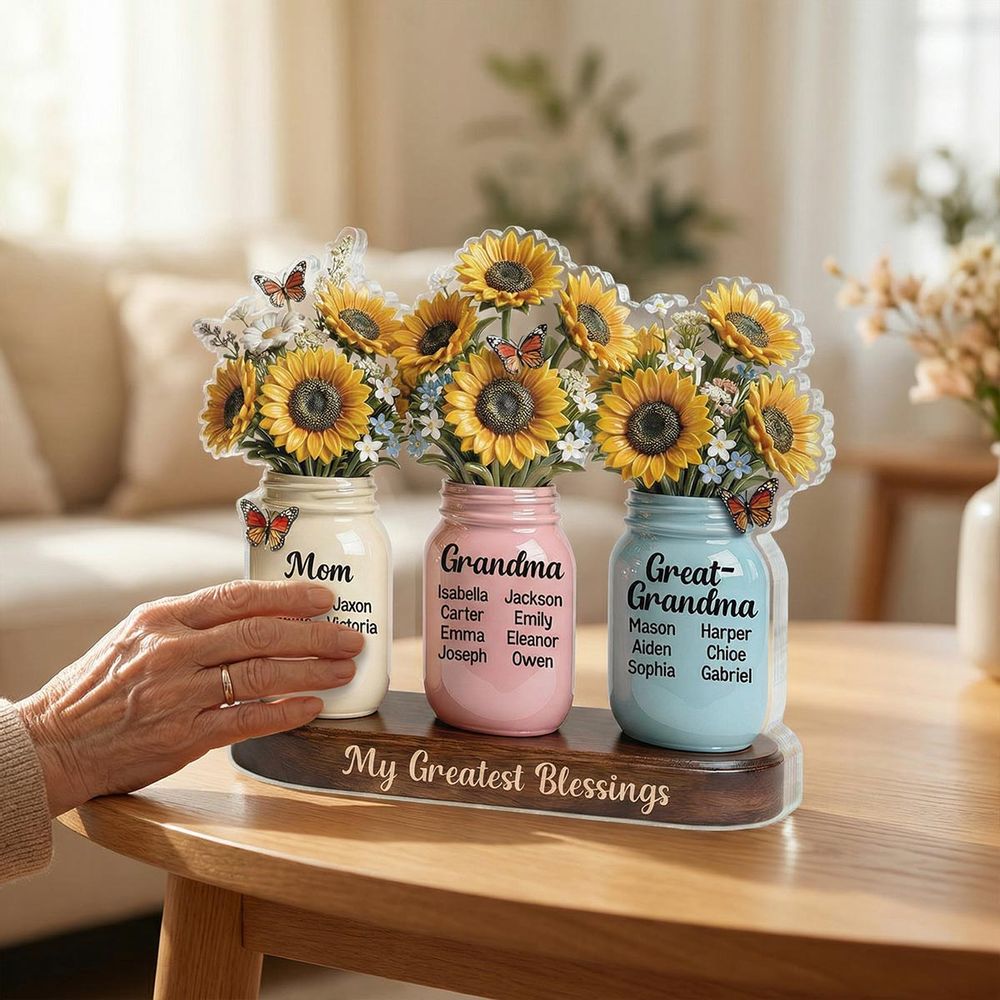 “Mom Grandma Great Grandma” Sunflowers Acrylic Plaque - Personalized Gift