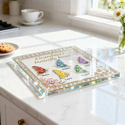 Grandma's Butterfly Kisses - Personalized Acrylic Block Plaque