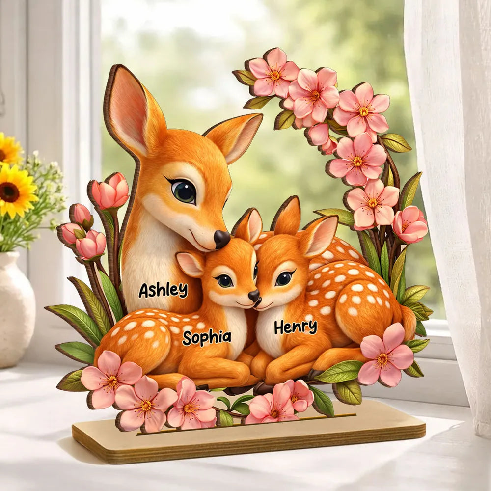 Personalized Deer And Fawn Wooden Plaque - Heartfelt Mother's Day Gift for Mom, Wife