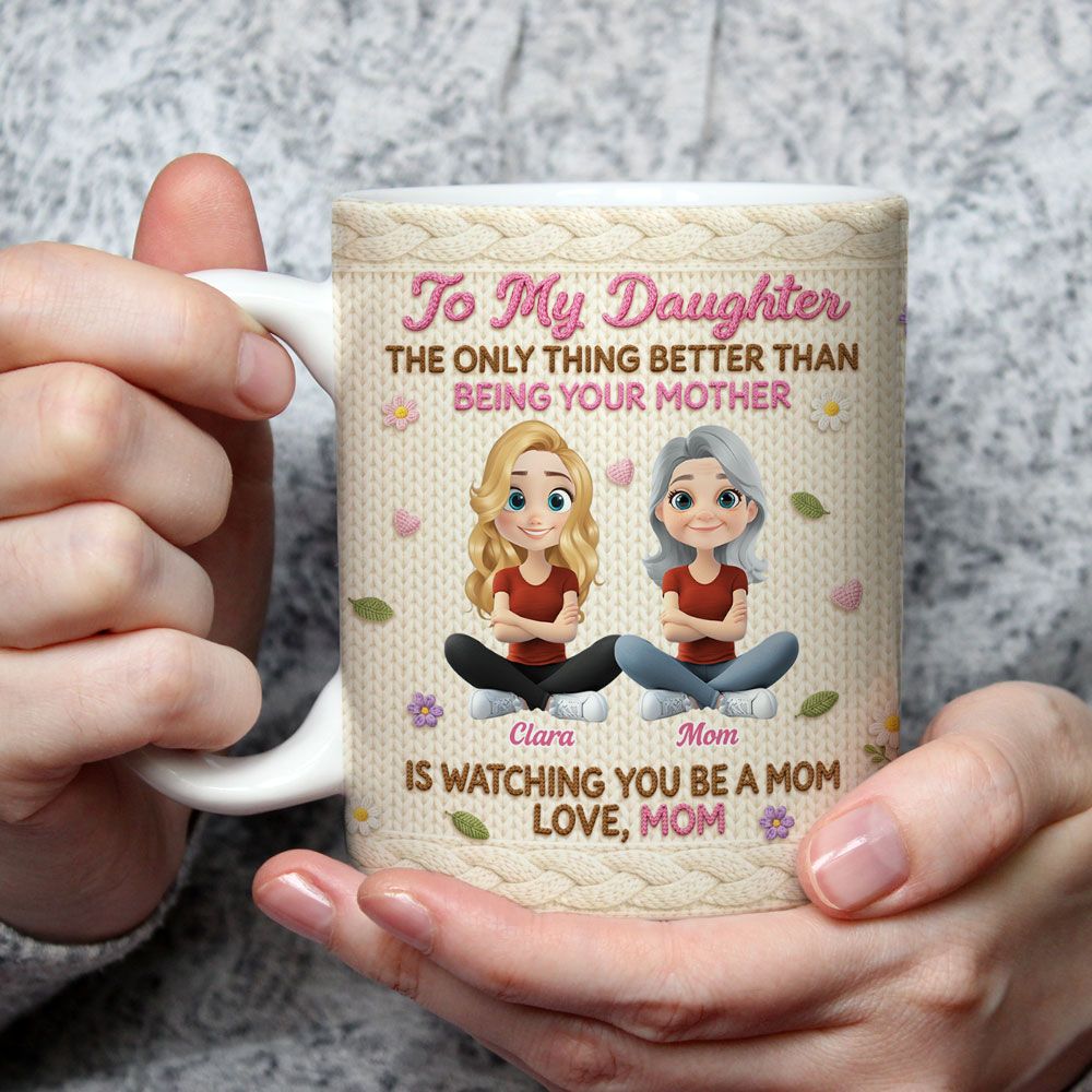 Watching You Be A Mom - Personalized Crochet Style Mug