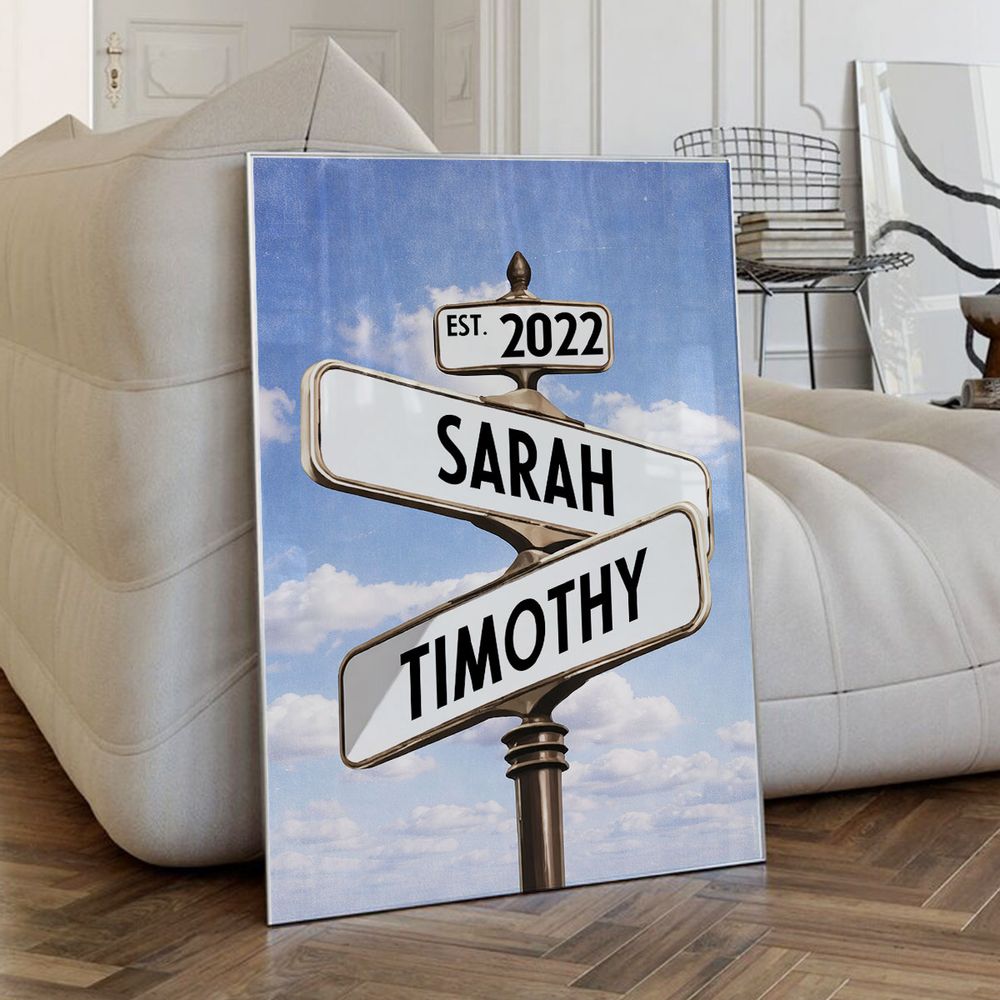 “Couple Street Sign” Personalized Poster / Canvas - Romantic Anniversary Gift for Couple