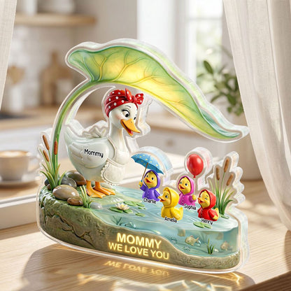 “Mother Duck & Little Ducks” Personalized Acrylic Plaque - Custom Gift for Mom