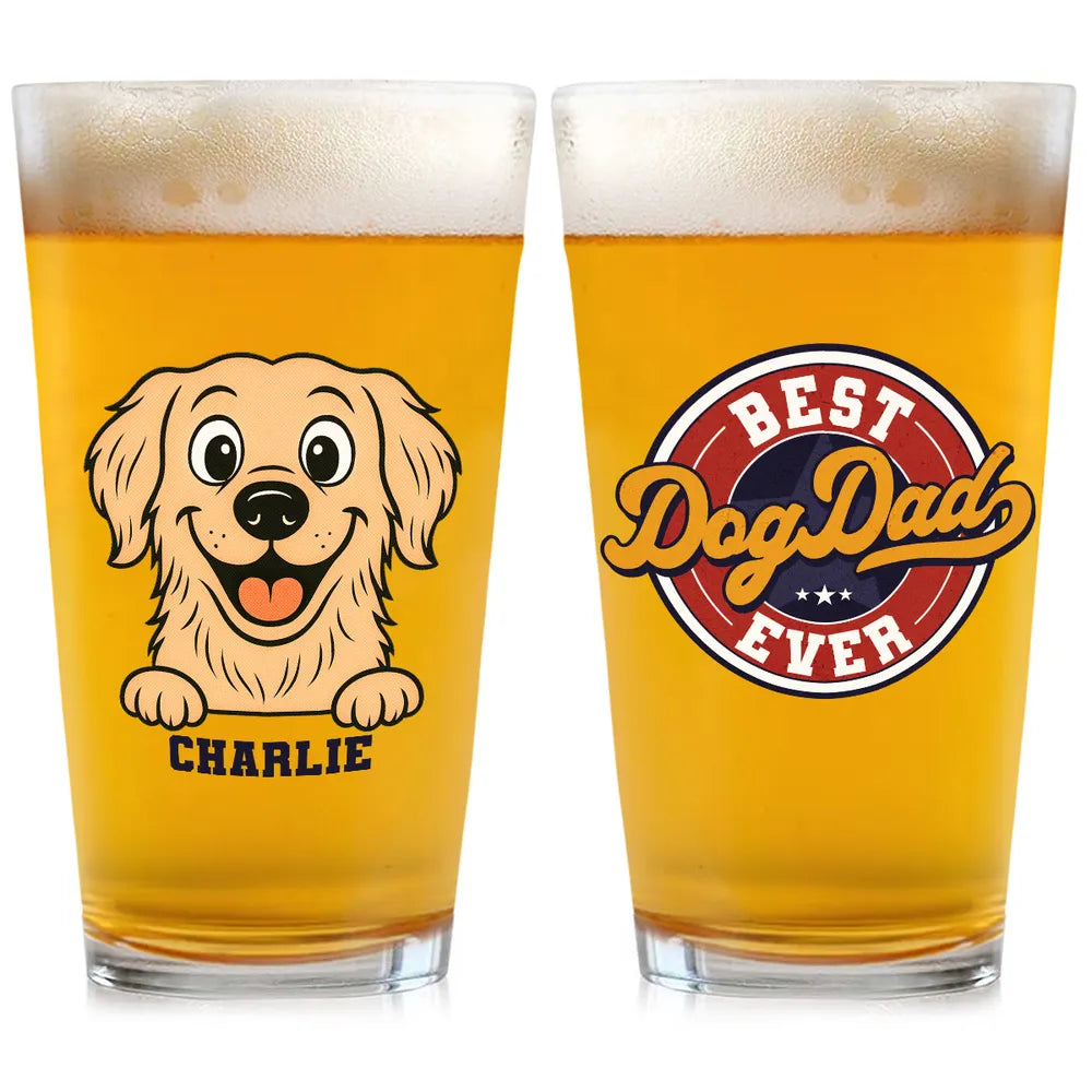 Proud Retro Dad - Personalized Custom Beer Glass