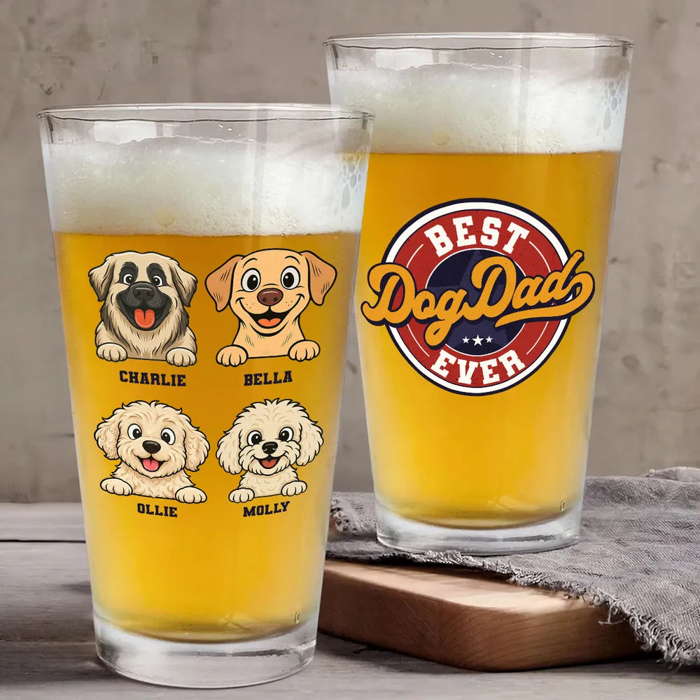 Proud Retro Dad - Personalized Custom Beer Glass
