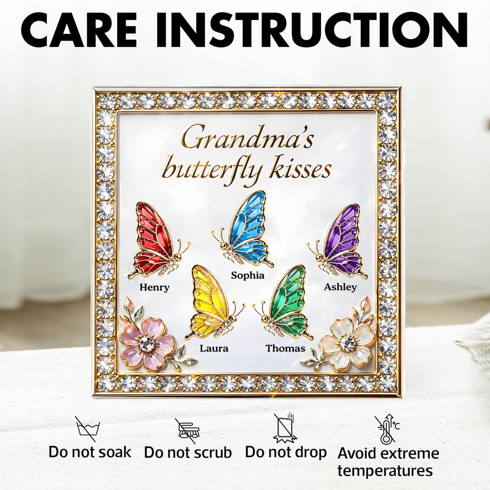 Grandma's Butterfly Kisses - Personalized Acrylic Block Plaque