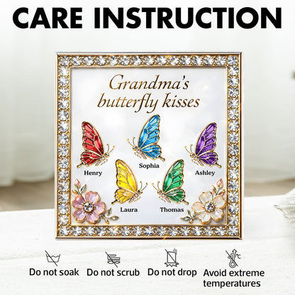 Grandma's Butterfly Kisses - Personalized Acrylic Block Plaque