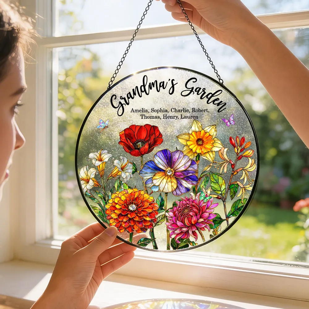 “Grandma’s Garden” Custom Birth Flowers Suncatcher - Personalized Mother’s Day Gift