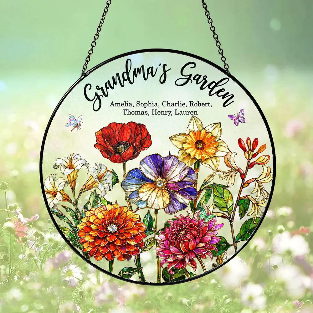 “Grandma’s Garden” Custom Birth Flowers Suncatcher - Personalized Mother’s Day Gift