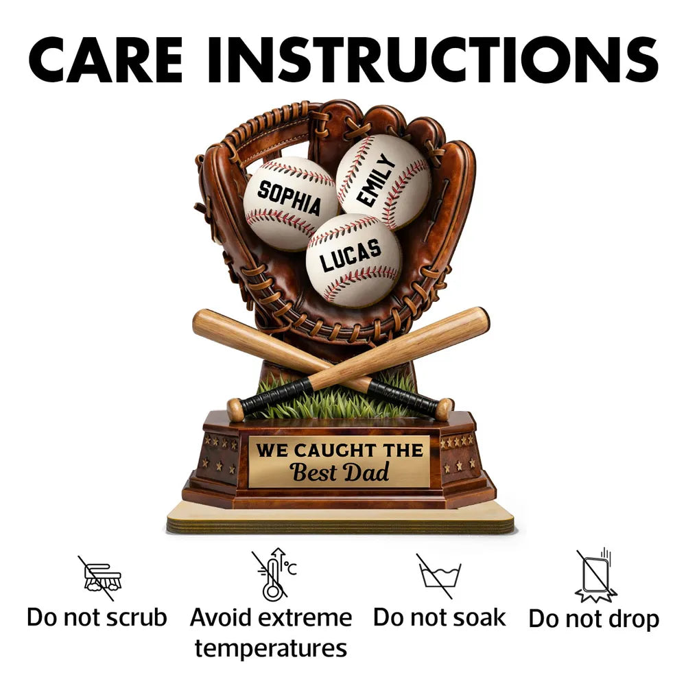 We Caught The Best Dad - Baseball Personalized 2-Layer Wooden Plaque