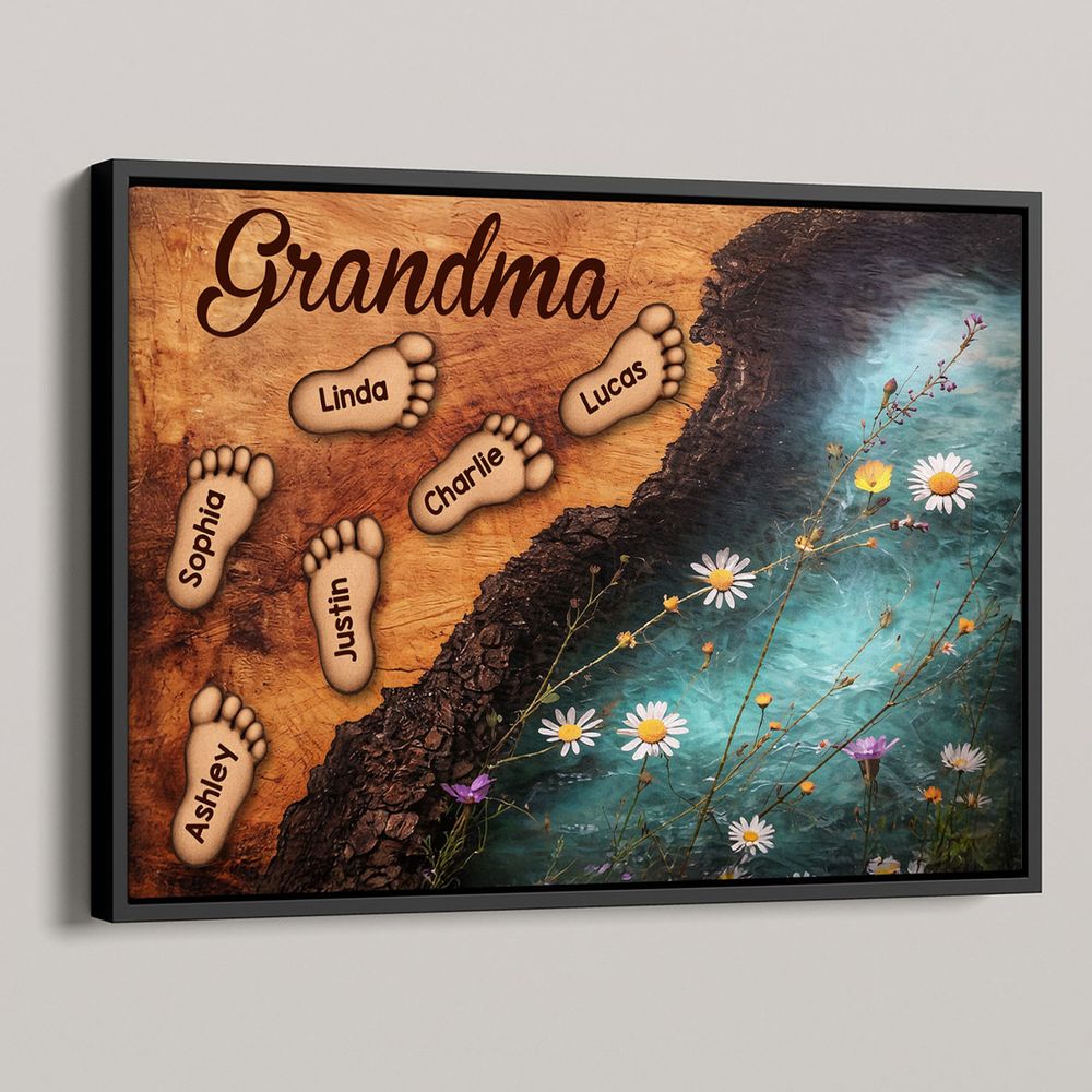 “Grandma’s Little Steps” Personalized Poster / Canvas - Gift From Grandkids