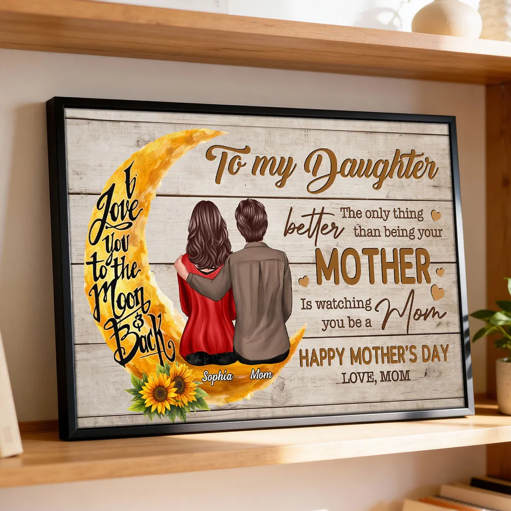 Sunflower Moon To My Daughter Happy Mother's Day - Personalized Poster - Mother's Day Gift For Daughter