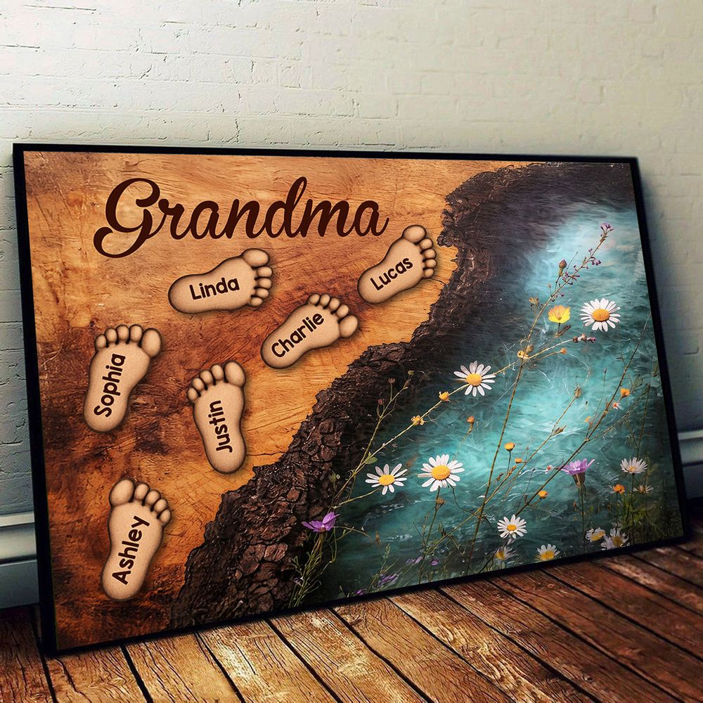“Grandma’s Little Steps” Personalized Poster / Canvas - Gift From Grandkids