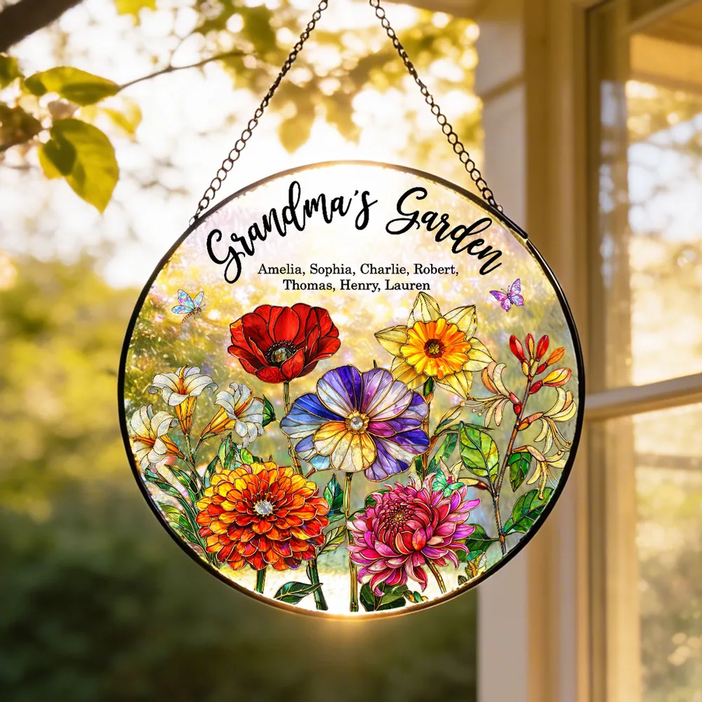 “Grandma’s Garden” Custom Birth Flowers Suncatcher - Personalized Mother’s Day Gift