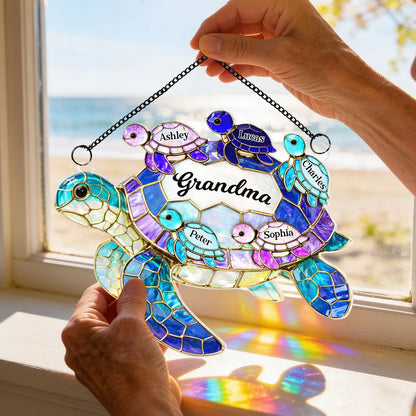 Personalized Sea Turtle Suncatcher Ornament - Mother’s Day Gift for Mom & Grandma