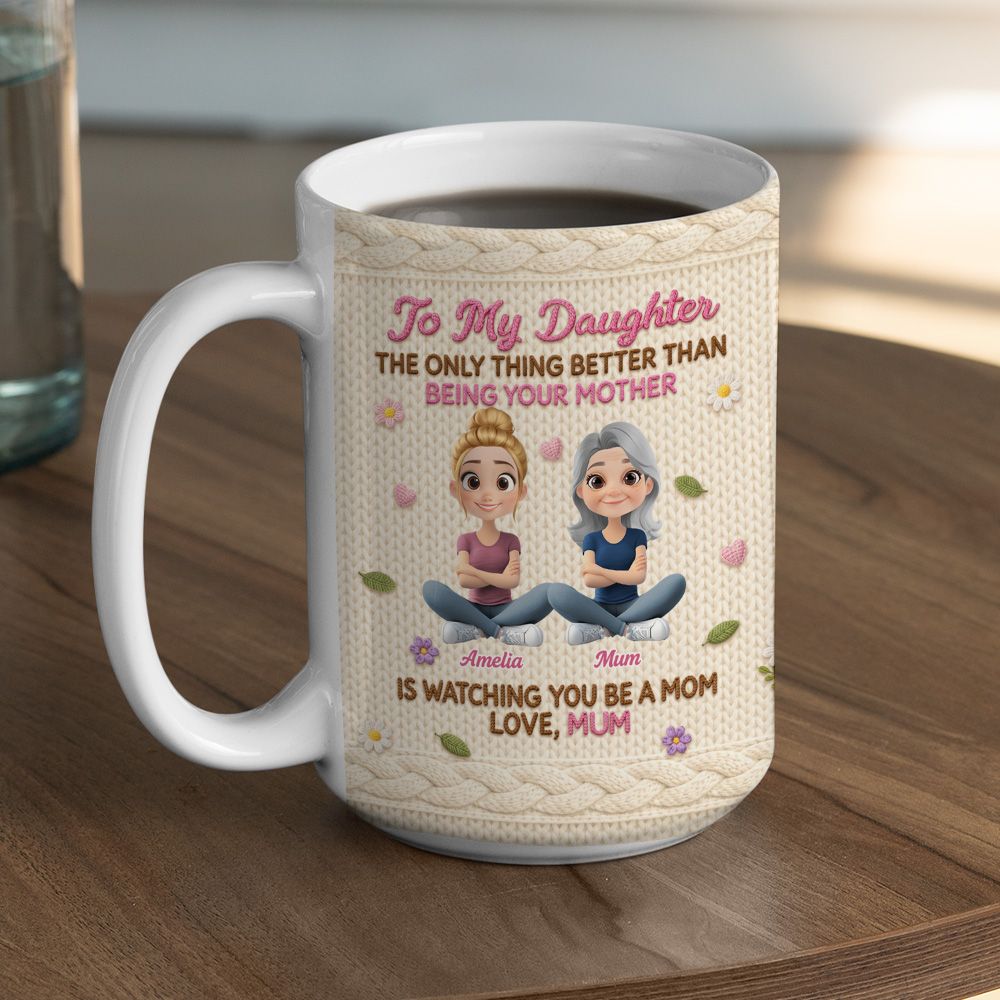 Watching You Be A Mom - Personalized Crochet Style Mug
