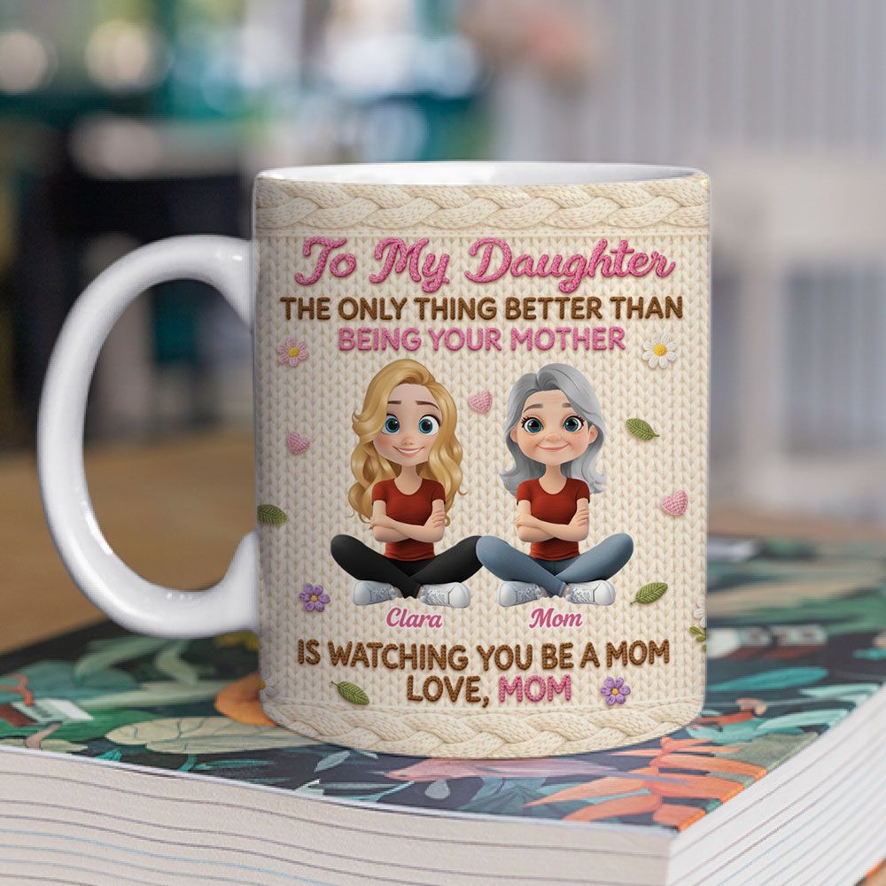 Watching You Be A Mom - Personalized Crochet Style Mug