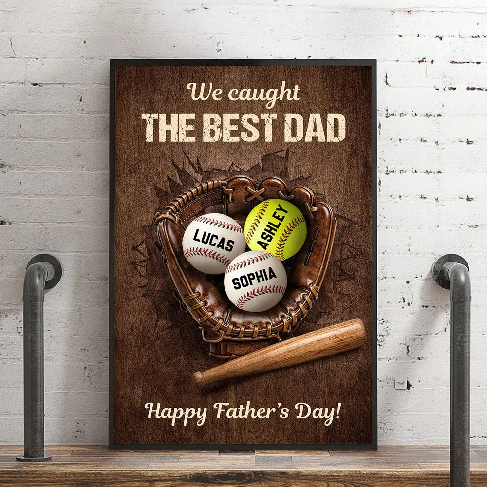 Personalized Baseball Dad Poster / Canvas - Custom Father’s Day Gift