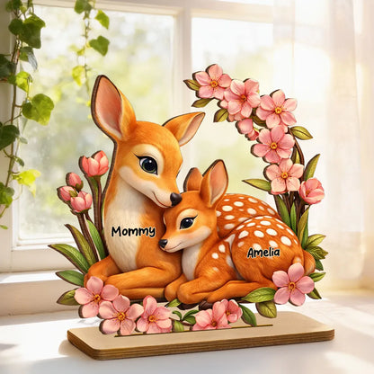 Personalized Deer And Fawn Wooden Plaque - Heartfelt Mother's Day Gift for Mom, Wife