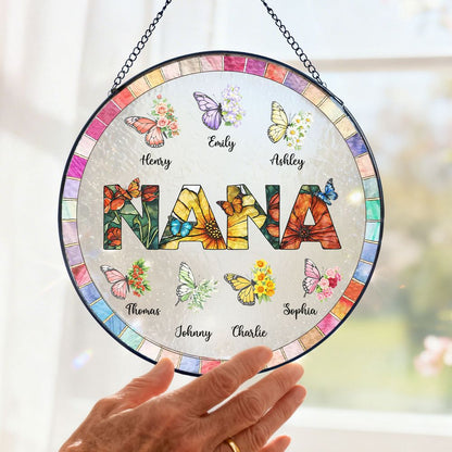 Grandma Butterfly Suncatcher with Grandkids’ Names - Personalized Gift