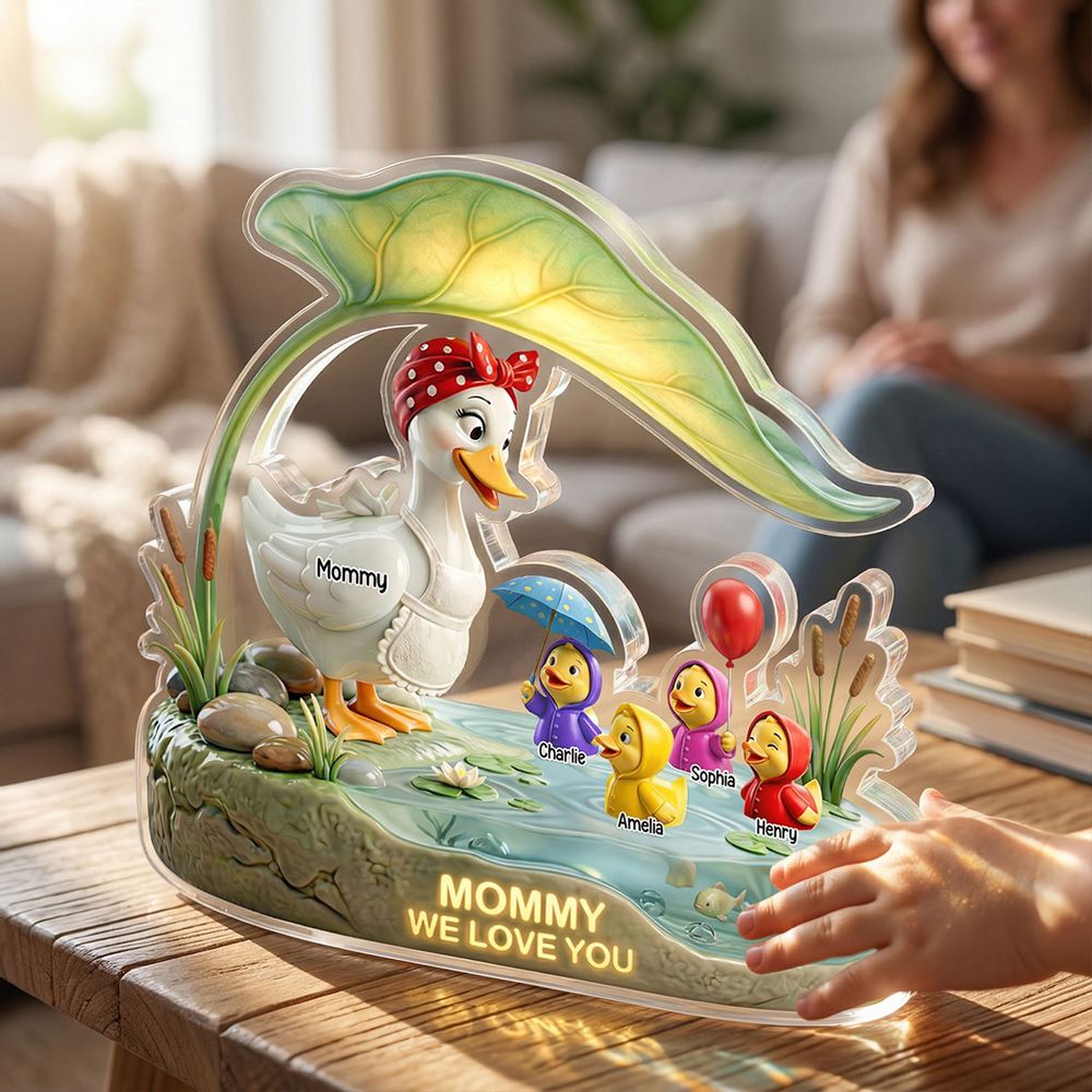 “Mother Duck & Little Ducks” Personalized Acrylic Plaque - Custom Gift for Mom