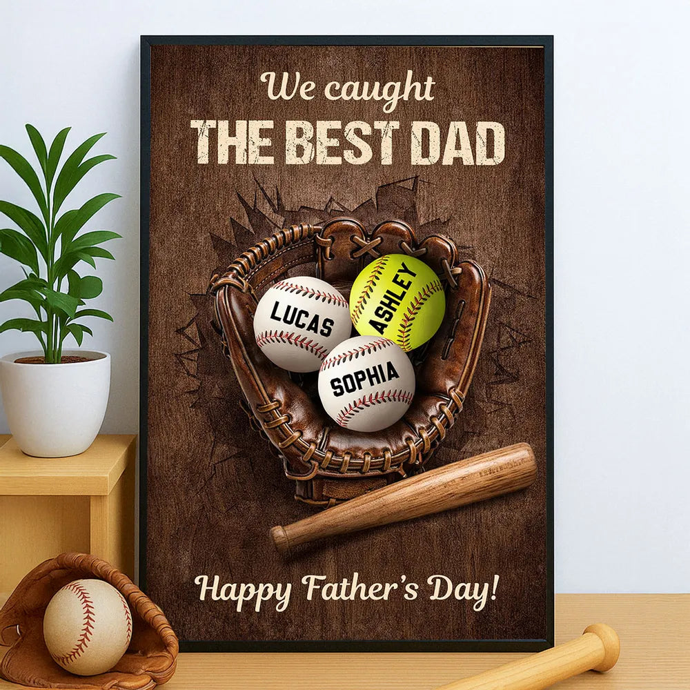 Personalized Baseball Dad Poster / Canvas - Custom Father’s Day Gift