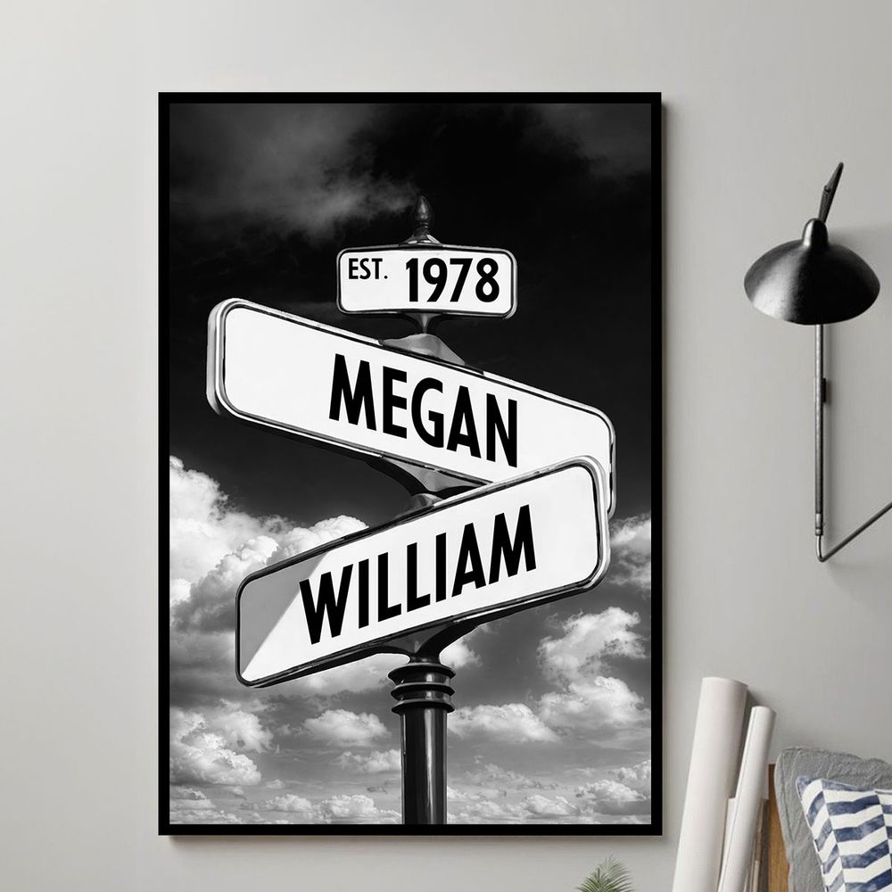 “Couple Street Sign” Personalized Poster / Canvas - Romantic Anniversary Gift for Couple