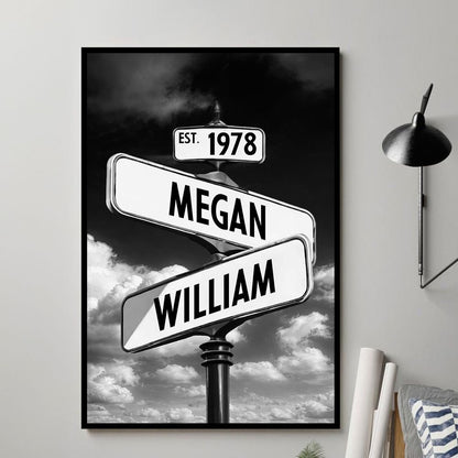 “Couple Street Sign” Personalized Poster / Canvas - Romantic Anniversary Gift for Couple