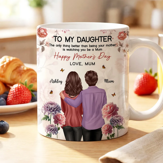 Personalised Birth Month Flower Mug - Gift for Daughter From Mum