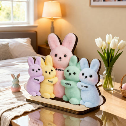 Grandma and Grandkids Bunnies - Personalized 2-Layered Wooden Plaque
